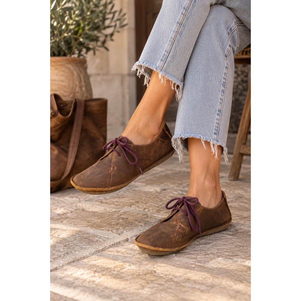 Clarks Artisan Janey Mae Oxfords Women's 11 Brown Leather Lace Up Shoes Boho